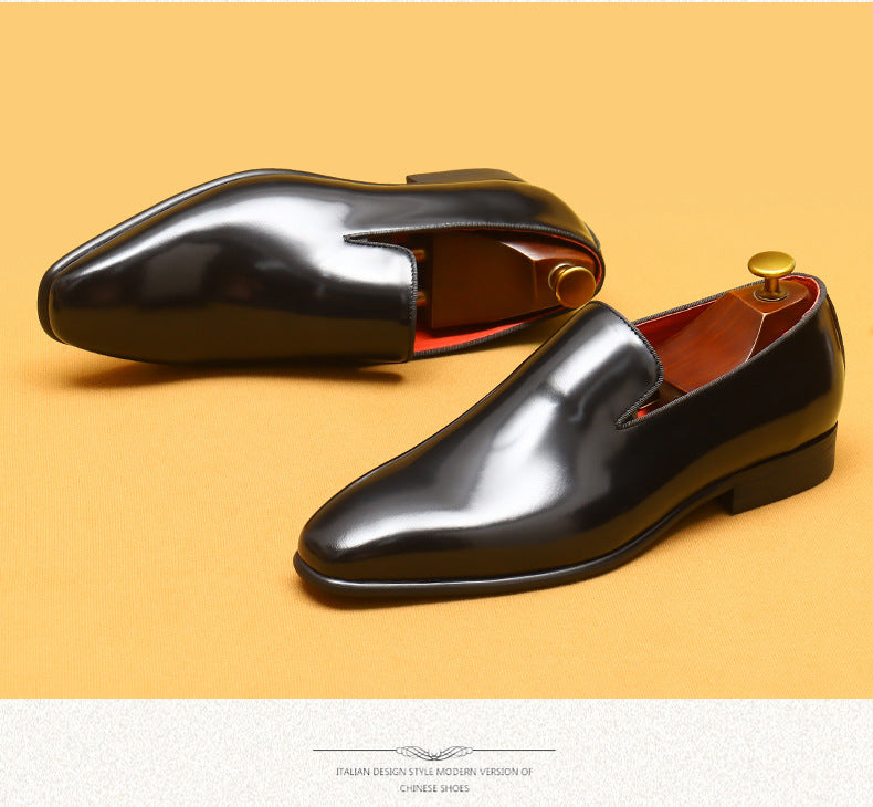 British Business Casual Leather Shoes Men's Patent Leather Glossy Formal Wear