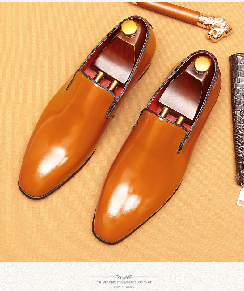 British Business Casual Leather Shoes Men's Patent Leather Glossy Formal Wear
