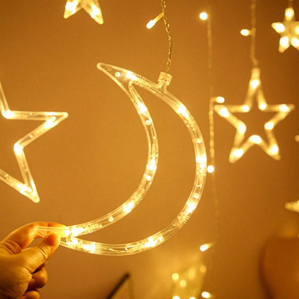 Star Moon Led Curtain Garland String Light EID Mubarak Ramadan Decorations for Home 2024 Islam Muslim Event Party Supplies Decor