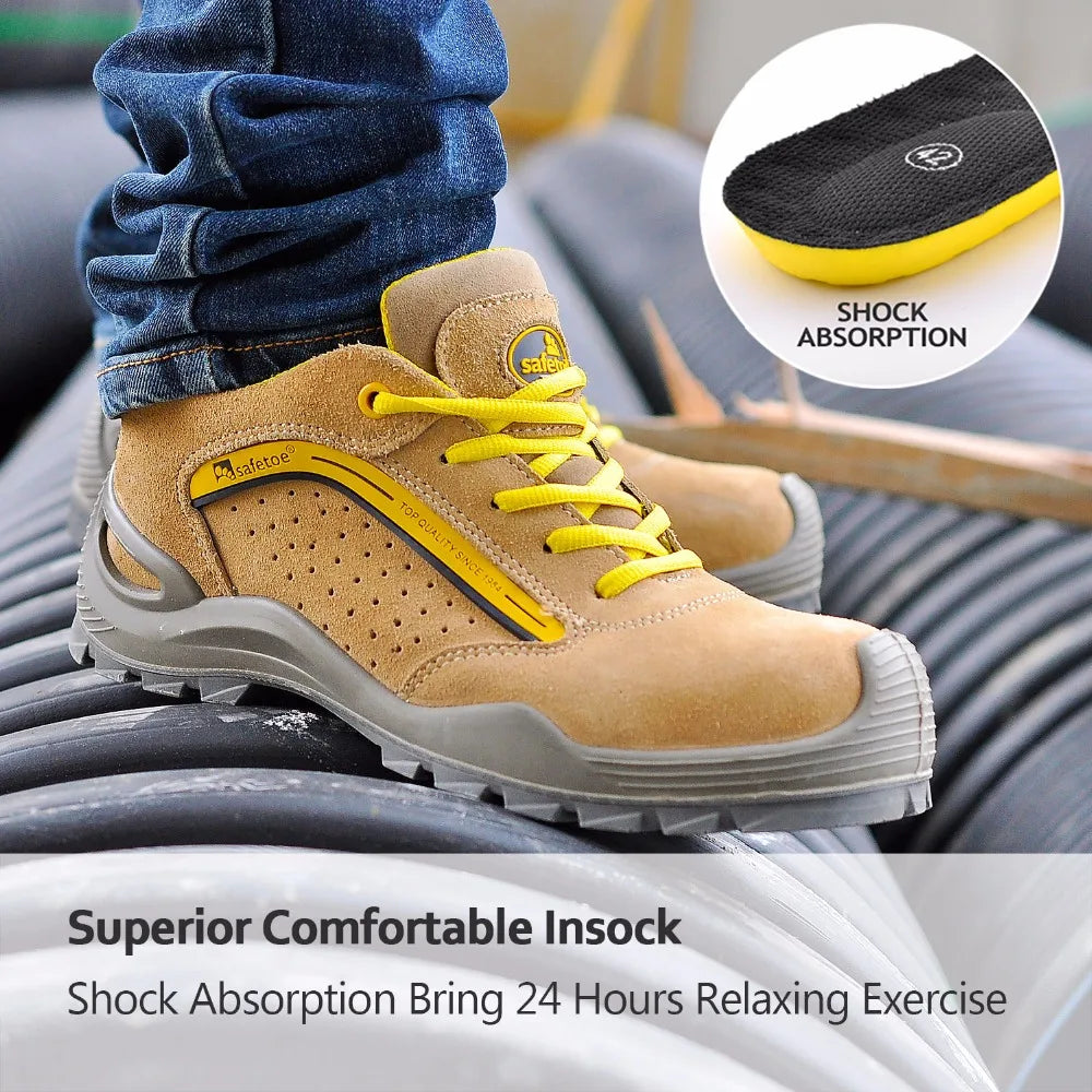 SAFETOE Mens Safety Shoes Breathable Sports With Steel Toe Work Woman Boots Casual Protective Footwear Anti-Piercing Waterpoof