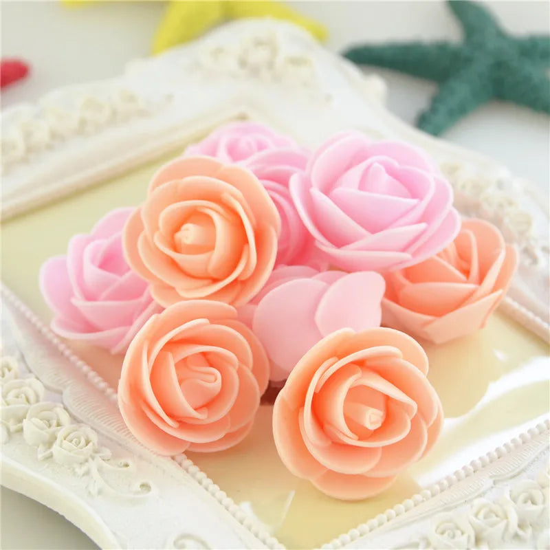 500PCS 3cm Mini PE Foam Rose Flower Head Artificial Rose Flowers Handmade DIY Wedding Home Decoration Festive & Party Supplies