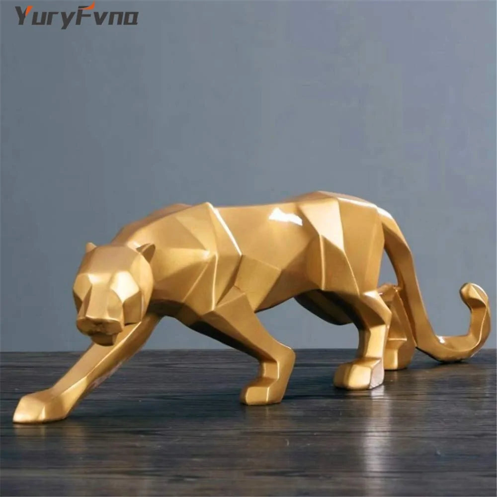 Abstract Resin Leopard Statue: Modern Home Office Decoration Gift.