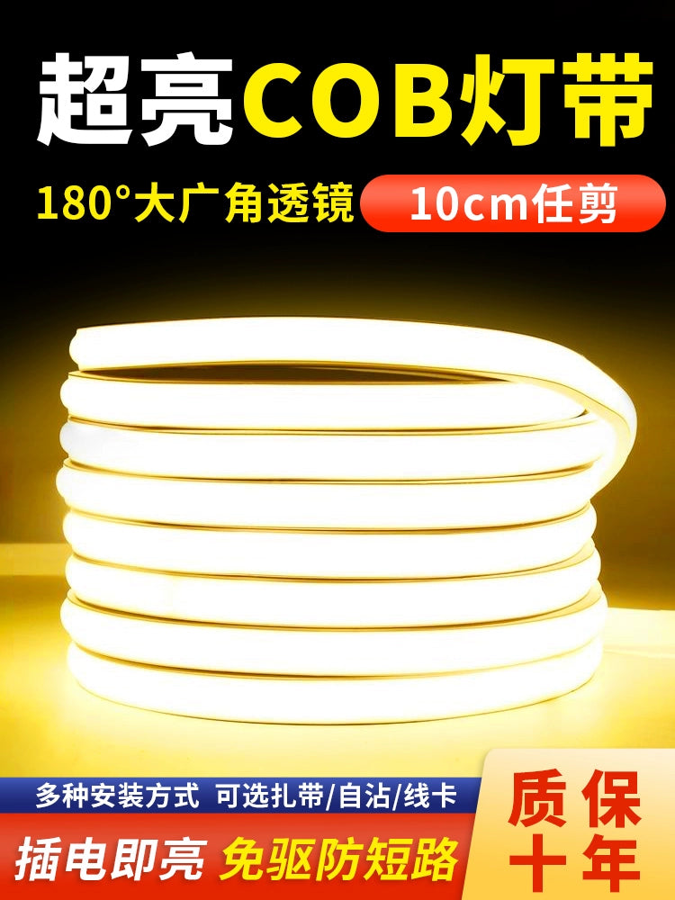Ultra-Thin Self-Adhesive Outdoor Living Room COB LED Light Strip