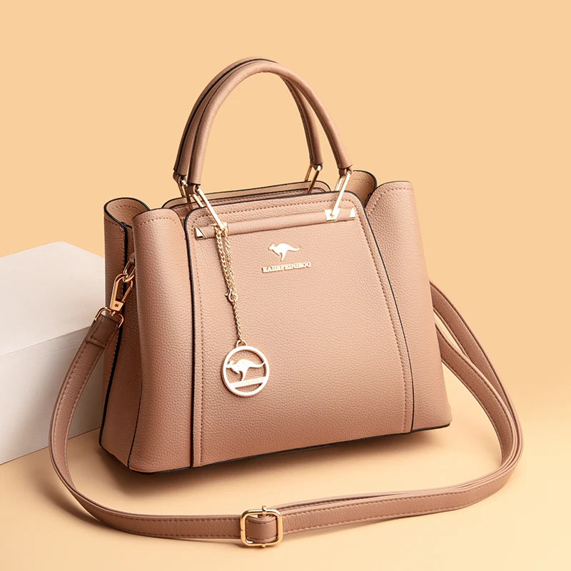 Fashionable and High Quality Soft Leather Women's Handbag Luxury Famous Designer Girl Shoulder Bag Large Capacity Shopping Bags