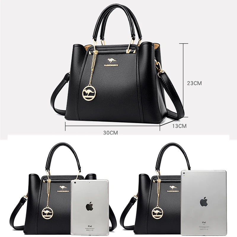 Fashionable and High Quality Soft Leather Women's Handbag Luxury Famous Designer Girl Shoulder Bag Large Capacity Shopping Bags