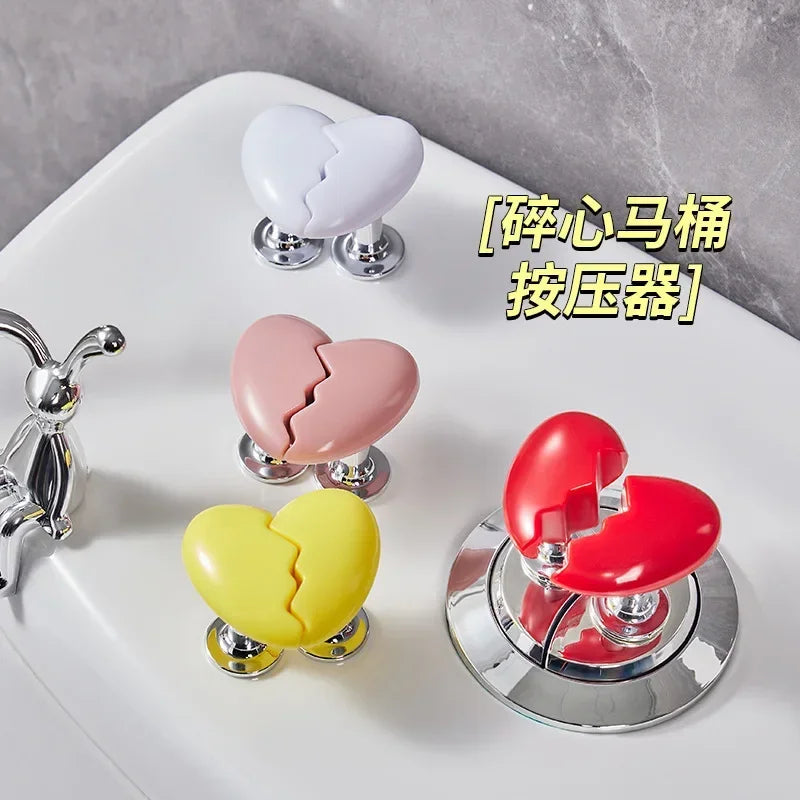 Toilet Presser Heart Shape Handle Love Toilet Press Button Bathroom Water Tank Buttons Push Switch Bathing Room Tool Accessories