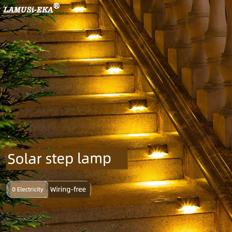 Solar Wall Lamp Outdoor Waterproof Step Light Garden Courtyard Step Light Aisle Automatic Light Small Night Lamp Wall Lamp