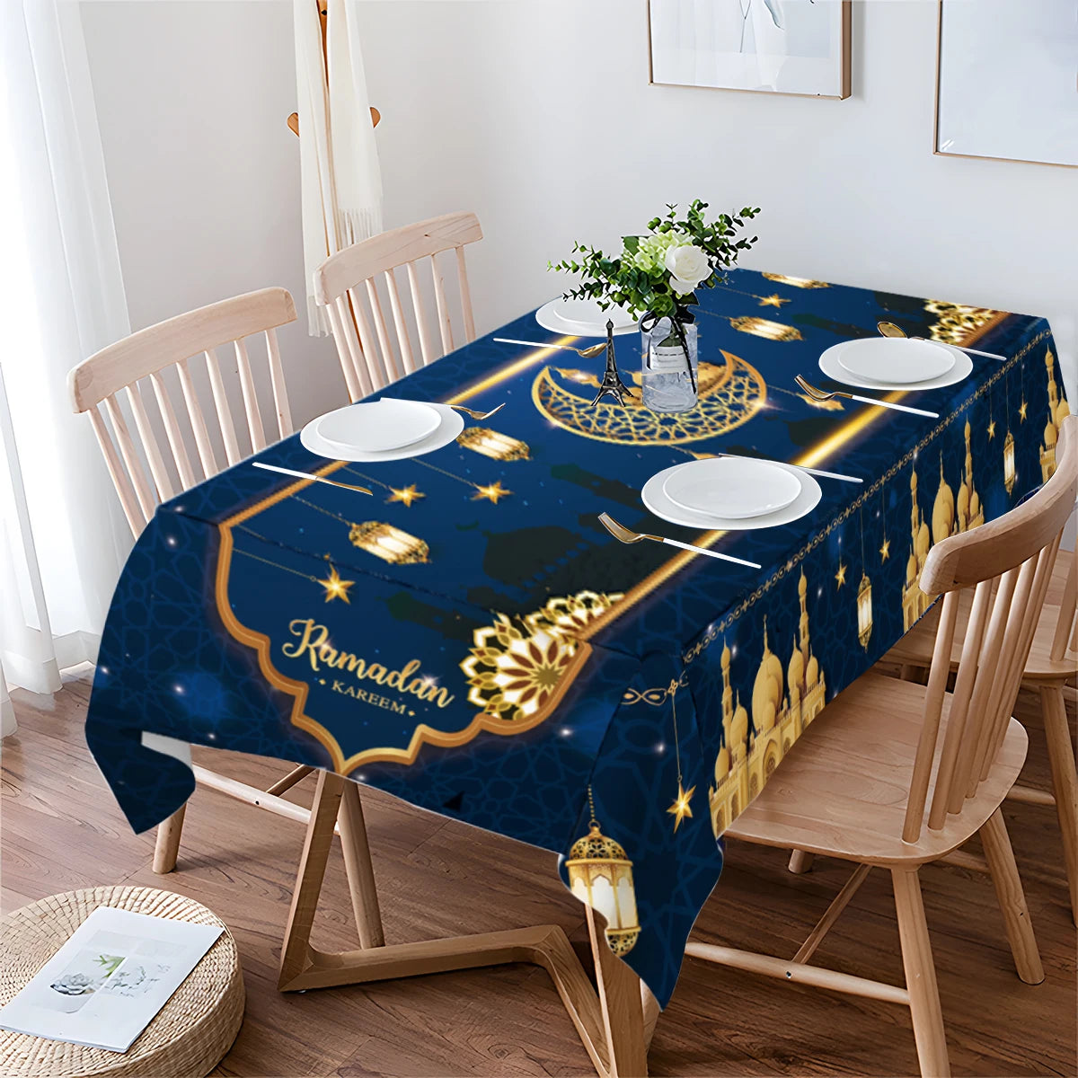 Eid Mubarak Tablecloth 2024 Ramadan Decoration for Home Islamic Muslim Party Decor Table Ramadan Party Supplies Eid Al Adha Gift