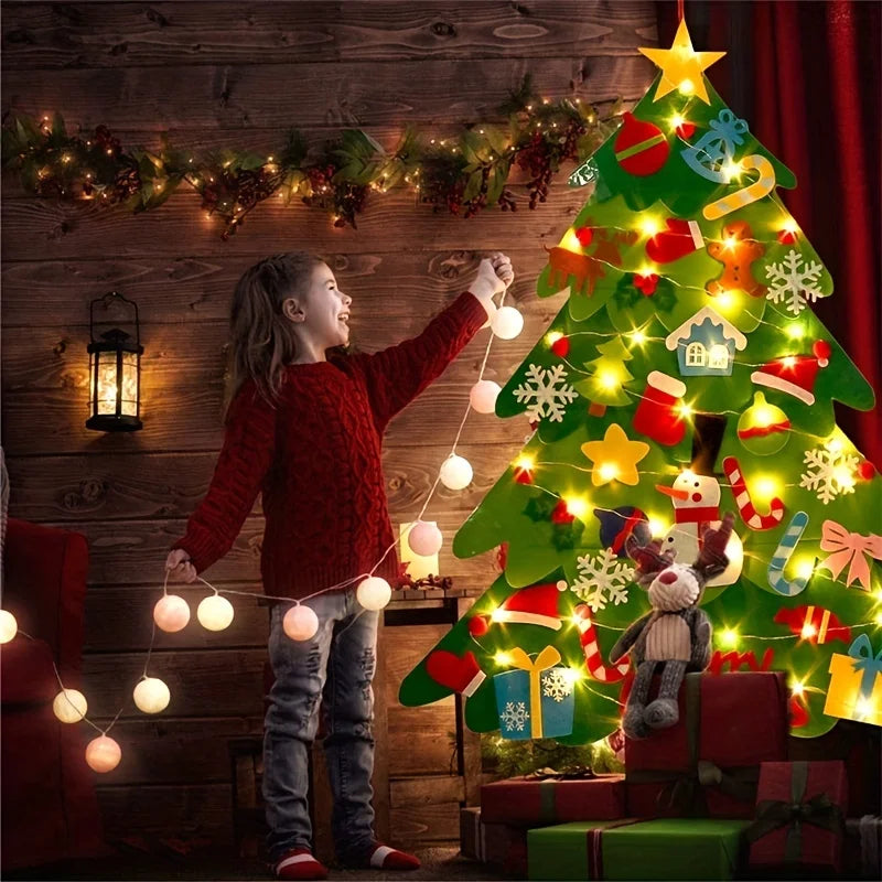 Diy Christmas Tree With Led String Lighting For Kids Xmas Gifts Christmas Decor New Year Party Items, Christmas Decor Supplies