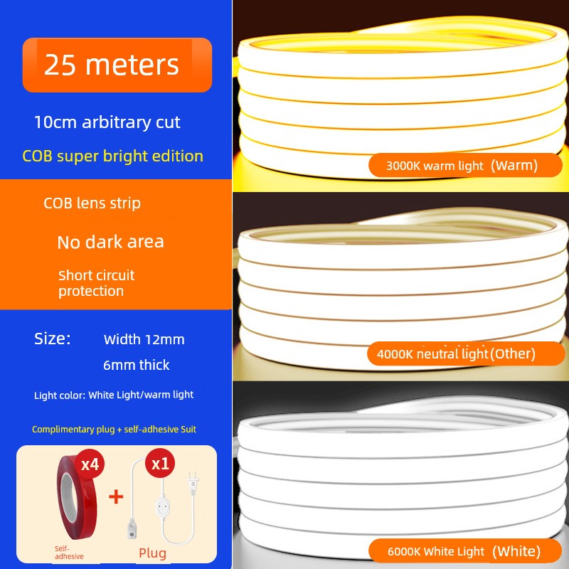 Ultra-Thin Self-Adhesive Outdoor Living Room COB LED Light Strip