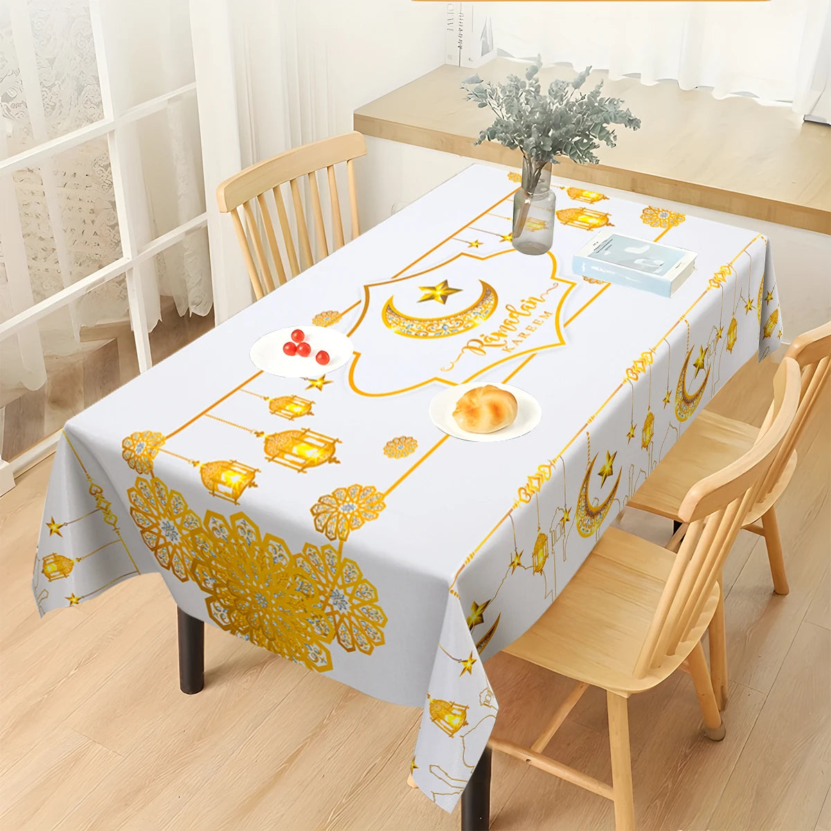 Eid Mubarak Tablecloth 2024 Ramadan Decoration for Home Islamic Muslim Party Decor Table Ramadan Party Supplies Eid Al Adha Gift