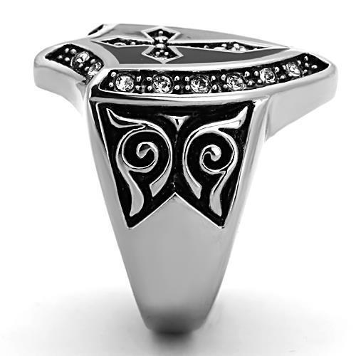 TK1349 - High polished (no plating) Stainless Steel Ring with Top Grade Crystal in Clear