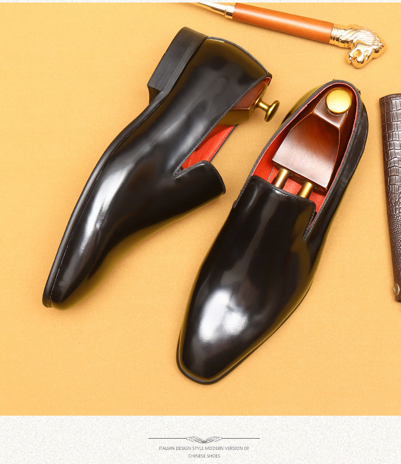 British Business Casual Leather Shoes Men's Patent Leather Glossy Formal Wear