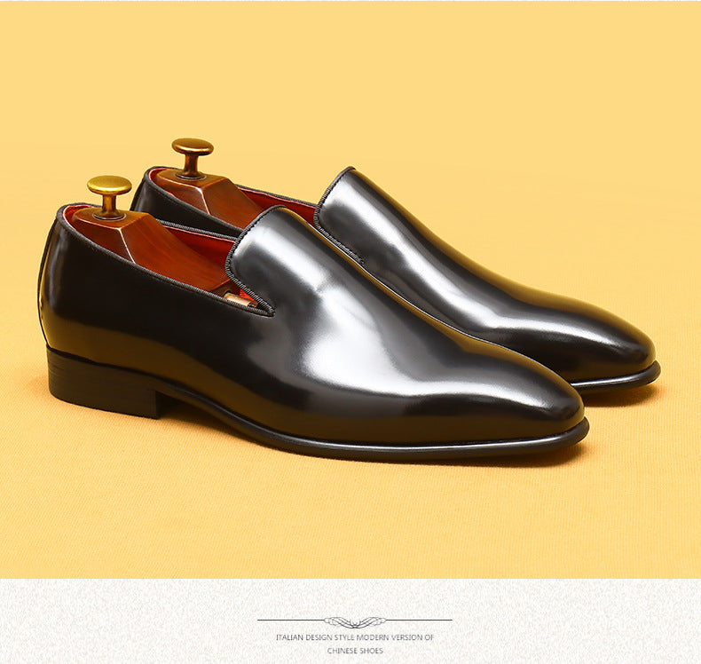 British Business Casual Leather Shoes Men's Patent Leather Glossy Formal Wear
