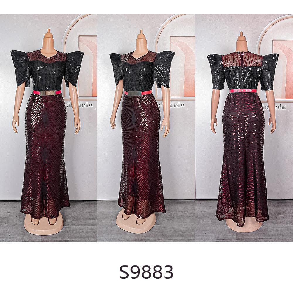 Sequined Christmas Women's Clothing Plus Size Dress