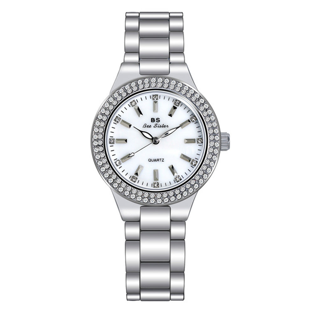 Diamond Steel Band Quartz Watch.