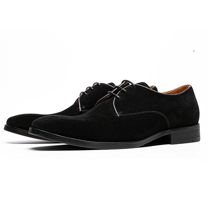 New Men's Leather Shoes Suede Soft Leather Handmade Business Formal Derby