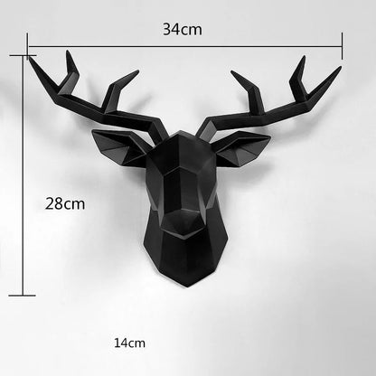 Modern 3D Deer Head Wall Sculpture.