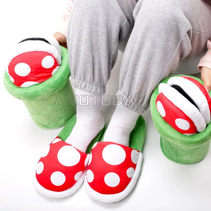 Winter Warm Women Cartoon Mushroom Home Slippers