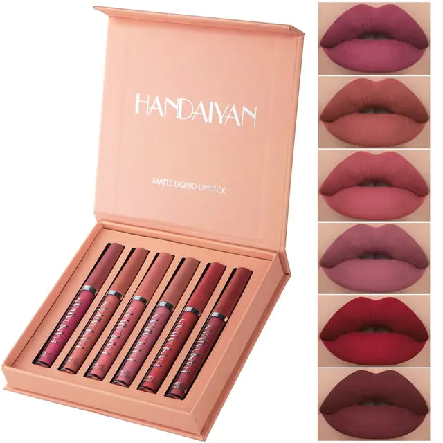 6PC Matte Velvet Lip Gloss Set.