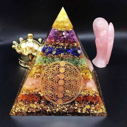 7 Chakra Healing Crystal Awakening Orgonite Pyramid.