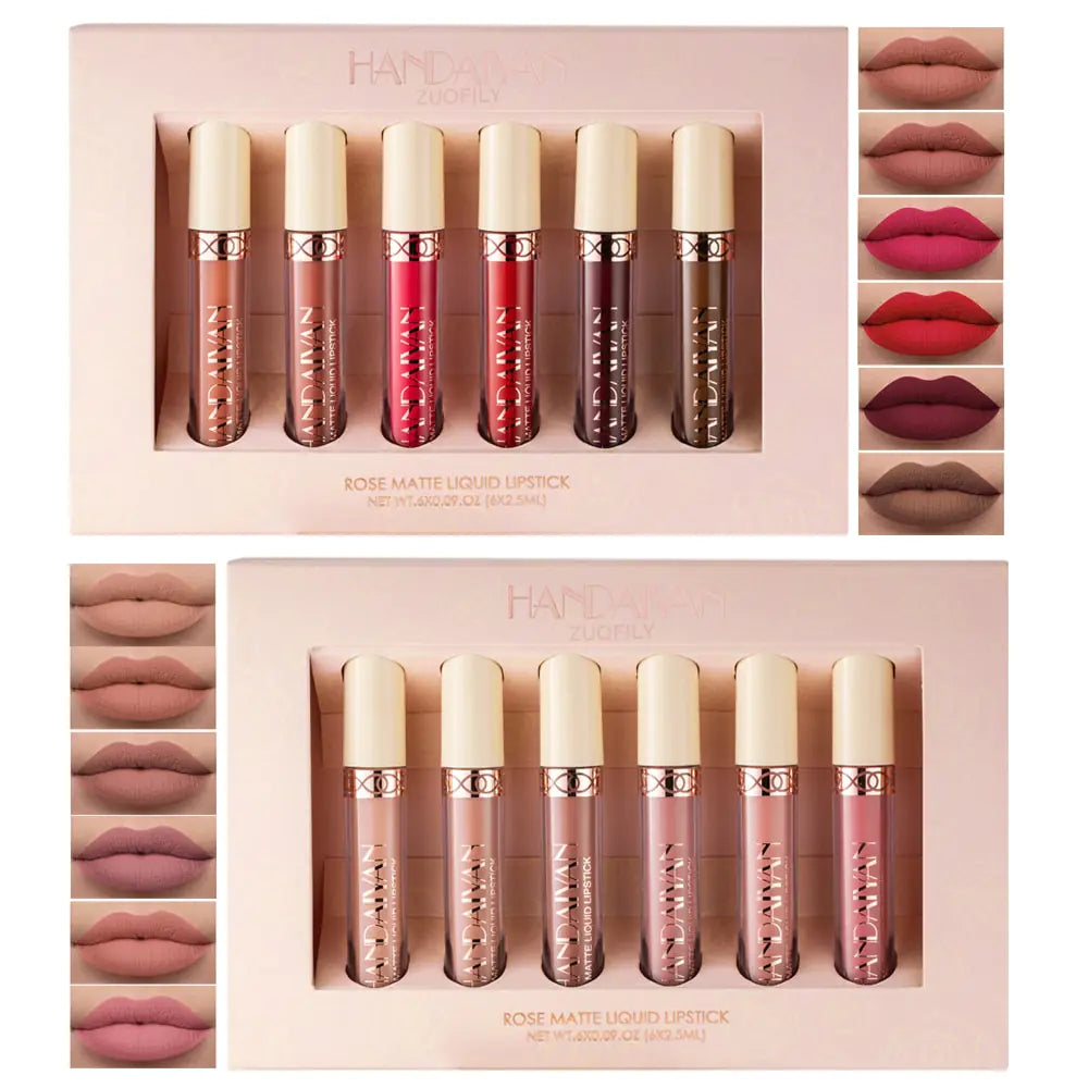 6PC Matte Velvet Lip Gloss Set.