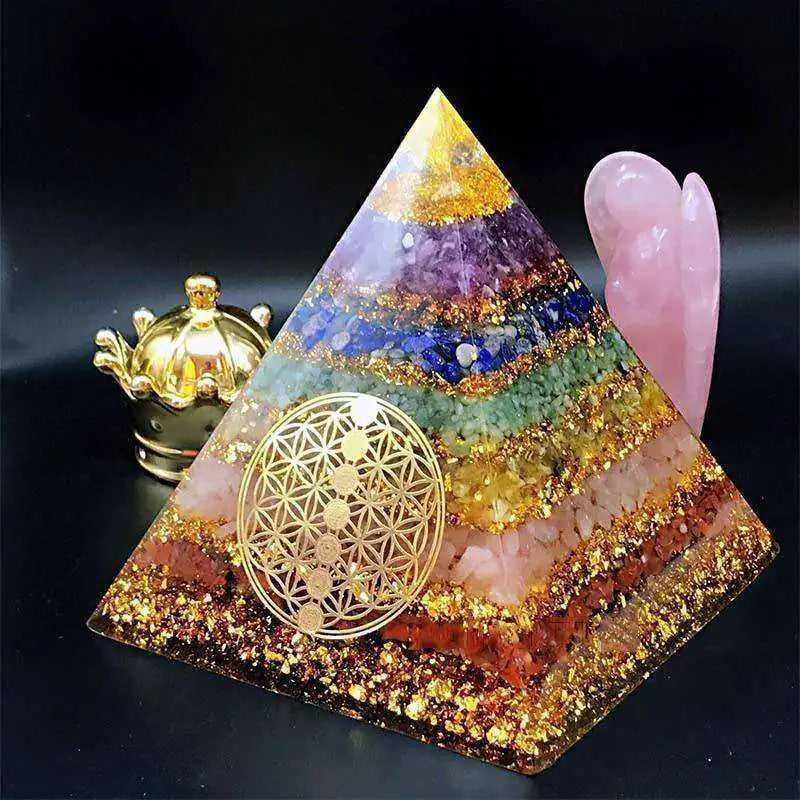 7 Chakra Healing Crystal Awakening Orgonite Pyramid.