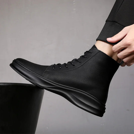 men's fashion natural leather boots warm fur winter shoes platform snow boot formal dress ankle botas chaussures homme botines