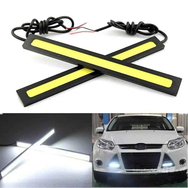 2 Pcs Car LED Daytime Running Light 12 V 6000K-8000K Waterproof Super Bright COB DRL Fog Light Car Decorative Lamps Strips Light