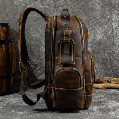 Newsbirds men's leather backpack retro luxury fashion style bagpack travel bag backpack school bag for man leather daypack men