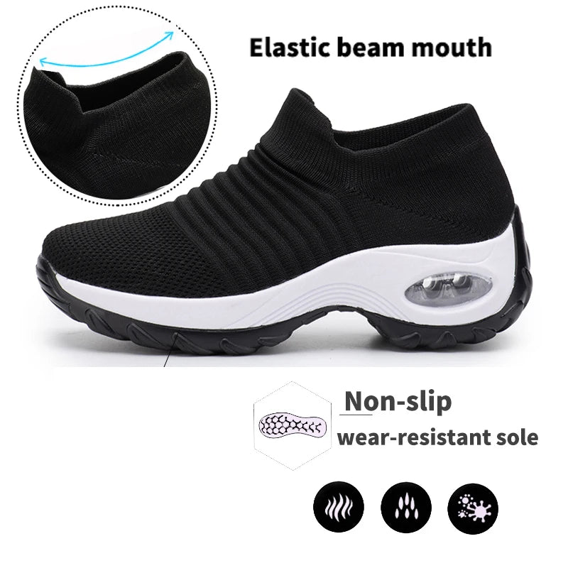 Women Orthopedic Sneakers Shoes Breathable Height-increasing Slip-on Female Sock Women's Sports Shoes Bottom Platform Footwear