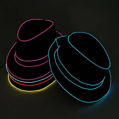 Jazz Dancer Favors Wire Glowing Streak Gentleman Cap Attractive Crazy Led Strip Neon Top Hat Tie Event Wedding Party Supplies