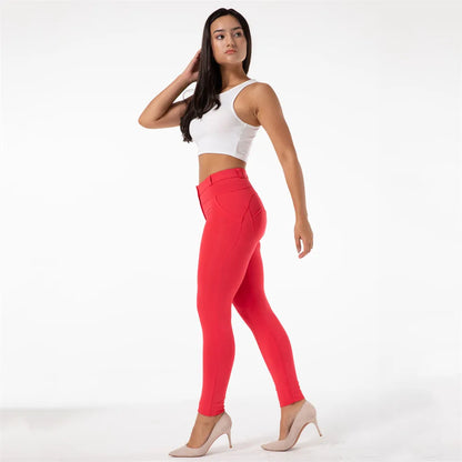 Shascullfites Melody Red Skinny Jeggings Cotton Female Workout Jegging Mid Waist Tights Bum Lift Pants Women's Clothing