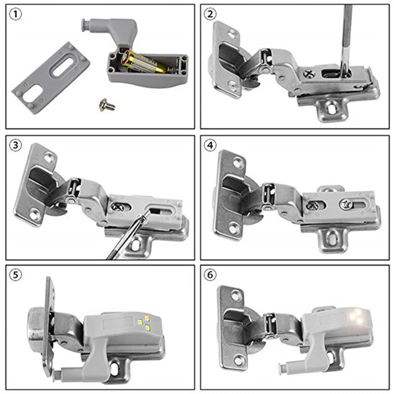 10pcs Led Motion Sensor Cabinet Light Cupboard Closet Wardrobe Door Inner Hinge Night Lamp for Kitchen Bedroom with Battery