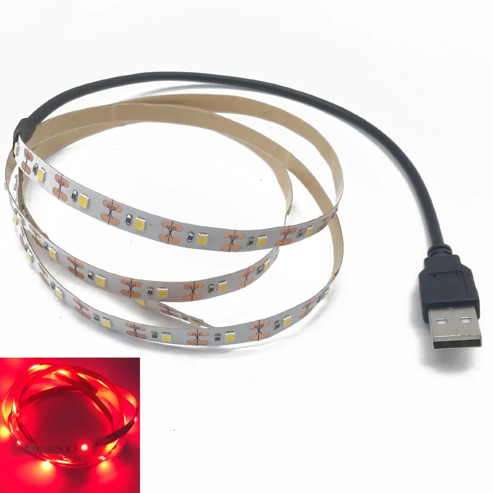 5M USB LED Strip Light 5V 3528 1 Meter 5 Meter Warm Cool White Pink Green Blue Red SMD Ribbon Ceiling Cabinet Light waterproof