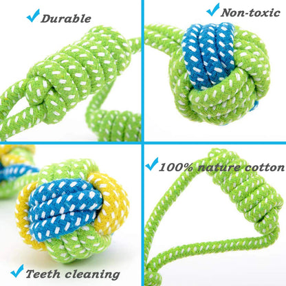 Dog Toy Rope Ball Toy for Small Medium Dogs Outdoor Training Toy for Dogs Teeth Cleaning Tug Toy Interactive Knot Rope TY0078.