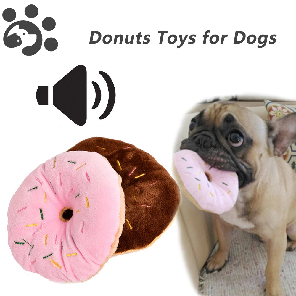 Donuts Toys For Pet Cats Dogs Squeaker Plush ToysDurable Dog Products Squeak Toys For Small Dogs Puppy Pet Products TY0067.