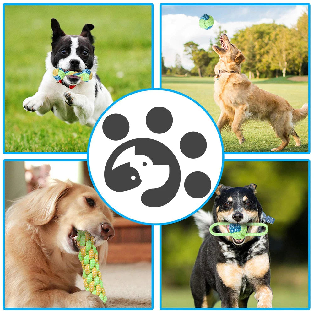 Dog Toy Rope Ball Toy for Small Medium Dogs Outdoor Training Toy for Dogs Teeth Cleaning Tug Toy Interactive Knot Rope TY0078.