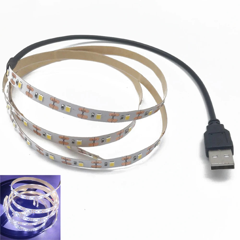 5M USB LED Strip Light 5V 3528 1 Meter 5 Meter Warm Cool White Pink Green Blue Red SMD Ribbon Ceiling Cabinet Light waterproof