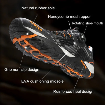 HUMTTO Waterproof Hiking Shoes for Men Breathable Leather Mountain Trekking Sport Shoes Outdoor Climbing Walking Mens Sneakers