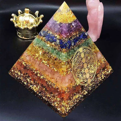 7 Chakra Healing Crystal Awakening Orgonite Pyramid.