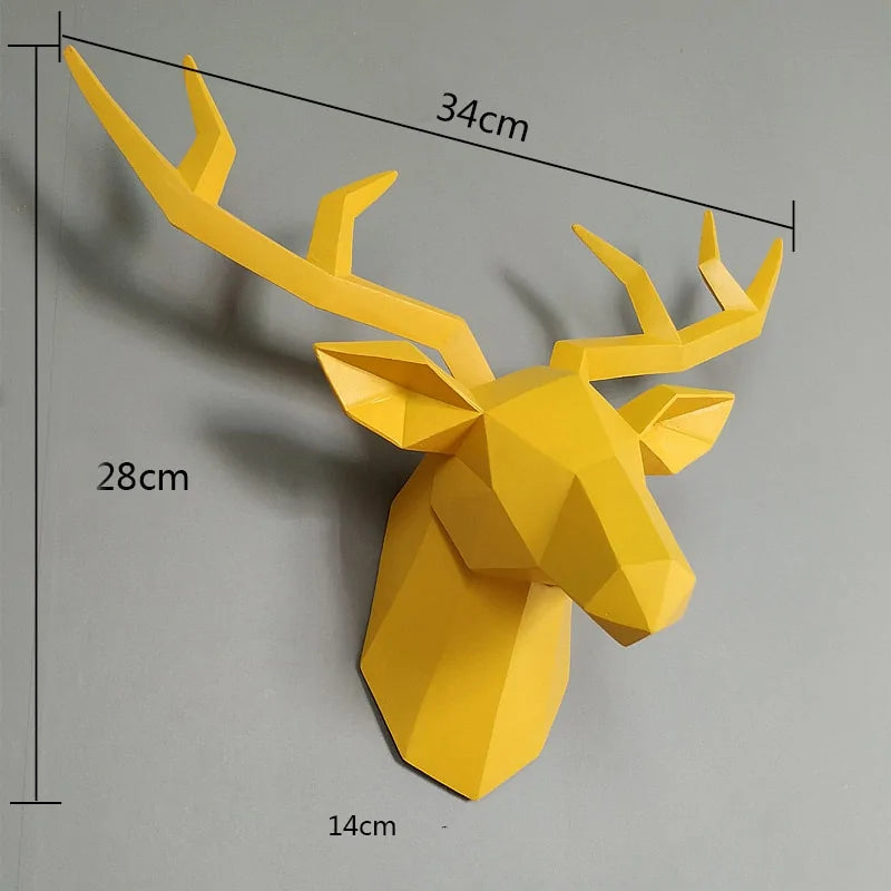 Modern 3D Deer Head Wall Sculpture.