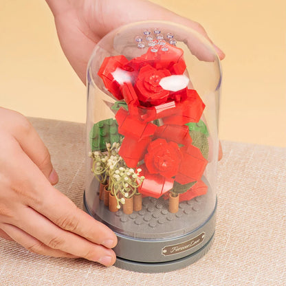 Romantic Music Box Building Blocks Flowers.