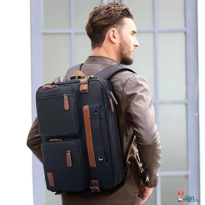 Hand-Carrying Backpack Dual-Use Multifunctional Canvas Briefcase 17.3-Inch Computer Bag 15.6-Inch Business Men Backpack