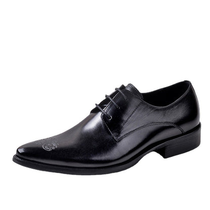 Men's Breathable Leather Pointed Carved Business Formal Wear Leather Shoes