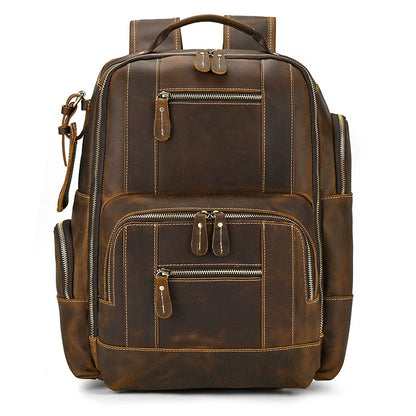 European and American-Style Retro Large Capacity First Layer Cowhide Backpack