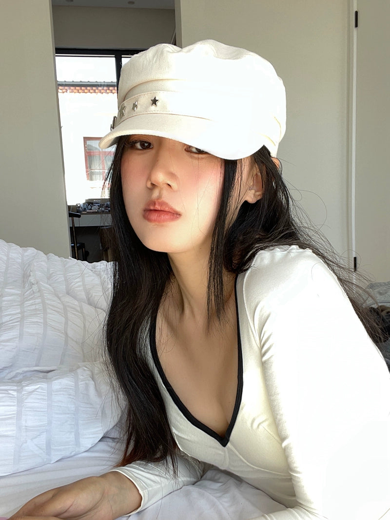 Female 2023 New Style White British Style Peaked Cap