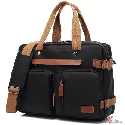 Hand-Carrying Backpack Dual-Use Multifunctional Canvas Briefcase 17.3-Inch Computer Bag 15.6-Inch Business Men Backpack