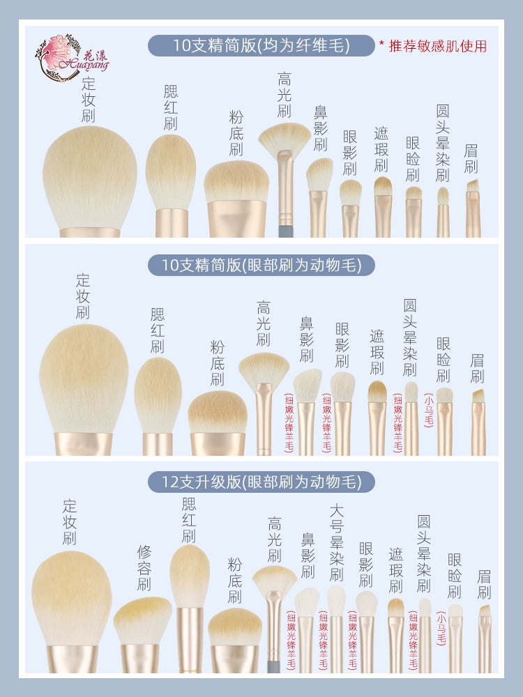 Huayang 10-Piece Animal Hair Makeup Brush Set | Cangzhou Professional Beauty Tools.