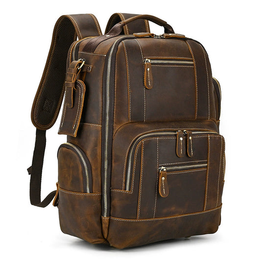 European and American-Style Retro Large Capacity First Layer Cowhide Backpack